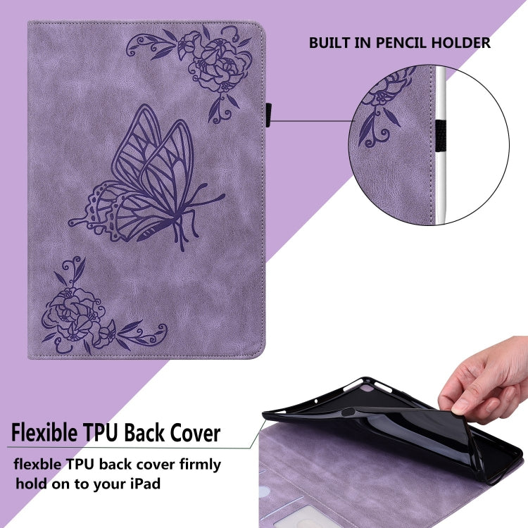 For iPad Pro 11 2024 Butterfly Flower Embossed Leather Tablet Case(Purple) - iPad Pro 11 2024 Cases by PMC TechLife | Online Shopping South Africa | PMC TechLife | Buy Now Pay Later Mobicred