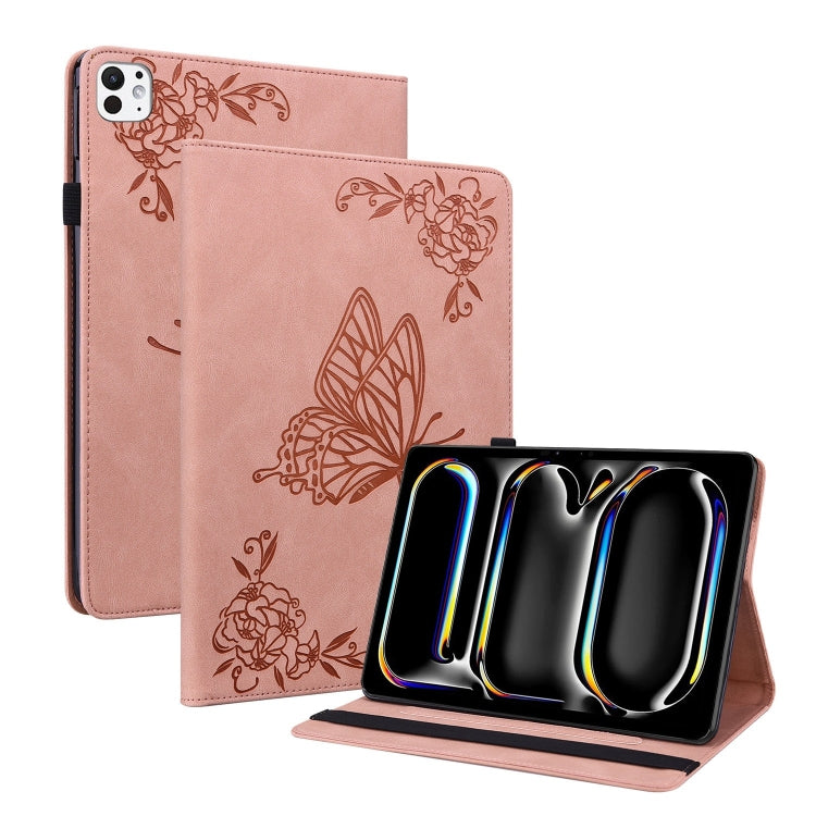 For iPad Pro 11 2024 Butterfly Flower Embossed Leather Tablet Case(Rose Gold) - iPad Pro 11 2024 Cases by PMC TechLife | Online Shopping South Africa | PMC TechLife | Buy Now Pay Later Mobicred