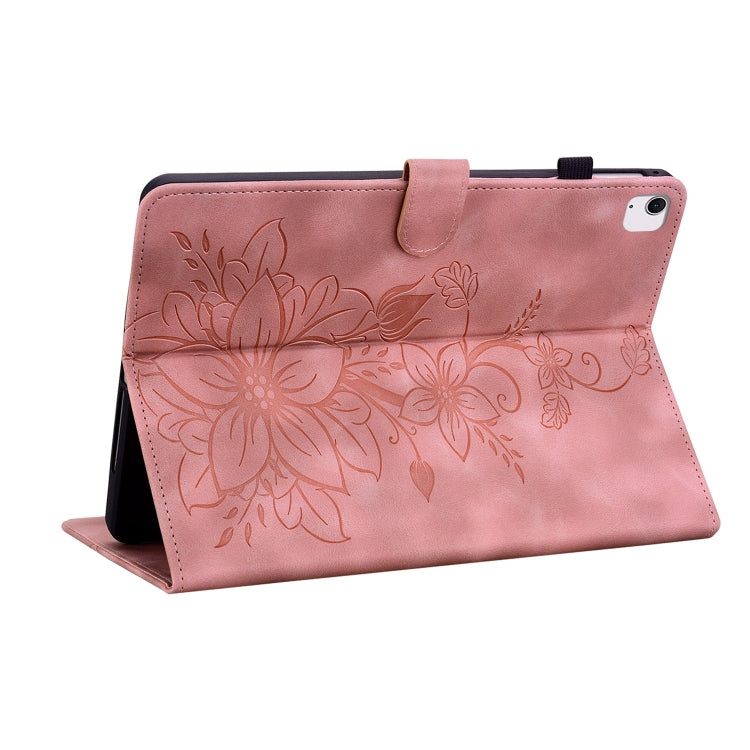 For iPad Air 11 2024 Lily Embossed Leather Smart Tablet Case(Pink) - iPad Air 11 2024 Cases by PMC TechLife | Online Shopping South Africa | PMC TechLife | Buy Now Pay Later Mobicred