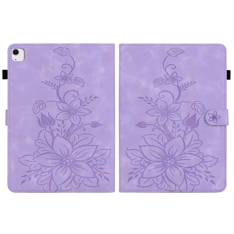 For iPad Air 11 2024 Lily Embossed Leather Smart Tablet Case(Purple) - iPad Air 11 2024 Cases by PMC TechLife | Online Shopping South Africa | PMC TechLife | Buy Now Pay Later Mobicred