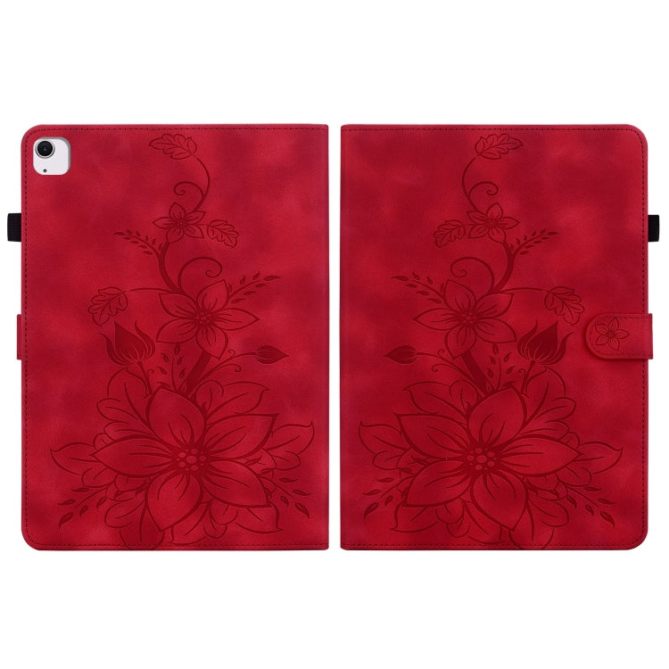 For iPad Air 11 2025 / 2024 Lily Embossed Leather Smart Tablet Case(Red) - iPad Air 11 2025 / 2024 Cases by PMC TechLife | Online Shopping South Africa | PMC TechLife | Buy Now Pay Later Mobicred