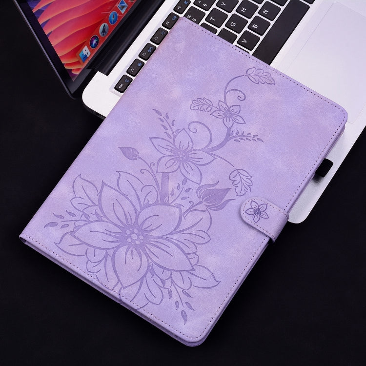 For iPad Pro 11 2024 Lily Embossed Leather Smart Tablet Case(Purple) - iPad Pro 11 2024 Cases by PMC TechLife | Online Shopping South Africa | PMC TechLife | Buy Now Pay Later Mobicred