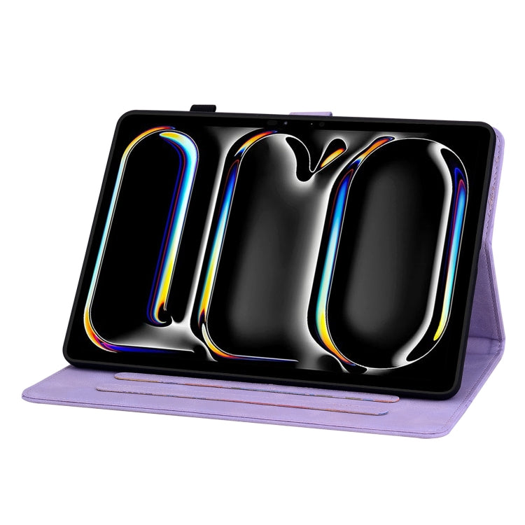 For iPad Pro 11 2024 Lily Embossed Leather Smart Tablet Case(Purple) - iPad Pro 11 2024 Cases by PMC TechLife | Online Shopping South Africa | PMC TechLife | Buy Now Pay Later Mobicred