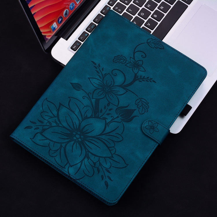 For iPad Pro 11 2024 Lily Embossed Leather Smart Tablet Case(Dark Blue) - iPad Pro 11 2024 Cases by PMC TechLife | Online Shopping South Africa | PMC TechLife | Buy Now Pay Later Mobicred