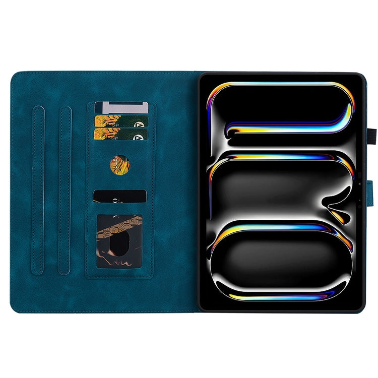 For iPad Pro 11 2024 Lily Embossed Leather Smart Tablet Case(Dark Blue) - iPad Pro 11 2024 Cases by PMC TechLife | Online Shopping South Africa | PMC TechLife | Buy Now Pay Later Mobicred