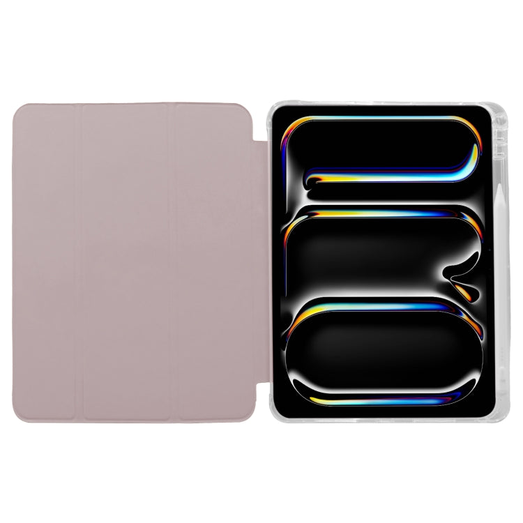 For iPad Pro 11 2024 3-folding Electric Pressed Skin Texture Leather Tablet Case(Light Pink) - iPad Pro 11 2024 Cases by PMC TechLife | Online Shopping South Africa | PMC TechLife | Buy Now Pay Later Mobicred