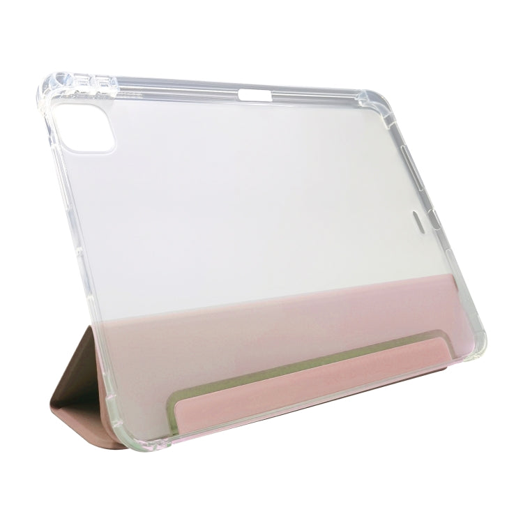 For iPad Pro 11 2024 3-folding Electric Pressed Skin Texture Leather Tablet Case(Light Pink) - iPad Pro 11 2024 Cases by PMC TechLife | Online Shopping South Africa | PMC TechLife | Buy Now Pay Later Mobicred