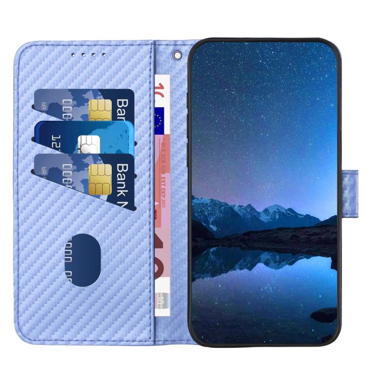 For iPhone 17 YX0070 Carbon Fiber Buckle Leather Phone Case with Lanyard(Light Purple) - free shipping - PMc TechLife - Order now!