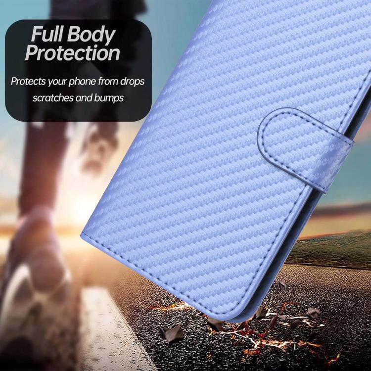For iPhone 17 YX0070 Carbon Fiber Buckle Leather Phone Case with Lanyard(Light Purple) - free shipping - PMc TechLife - Order now!