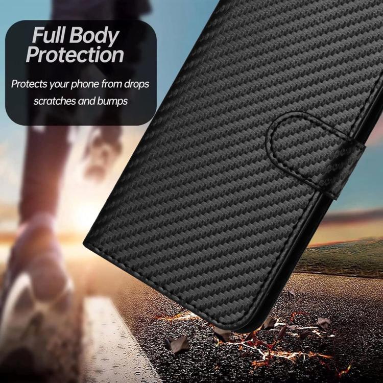 For iPhone 17 YX0070 Carbon Fiber Buckle Leather Phone Case with Lanyard(Black) - free shipping - PMc TechLife - Order now!