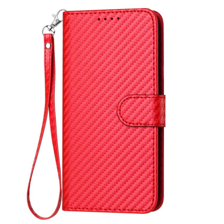 For iPhone 17 Pro Max YX0070 Carbon Fiber Buckle Leather Phone Case with Lanyard(Red) - free shipping - PMc TechLife - Order now!