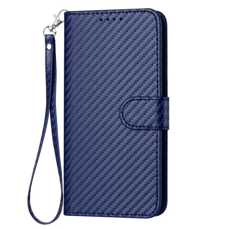 For iPhone 17 Pro Max YX0070 Carbon Fiber Buckle Leather Phone Case with Lanyard(Royal Blue) - free shipping - PMc TechLife - Order now!