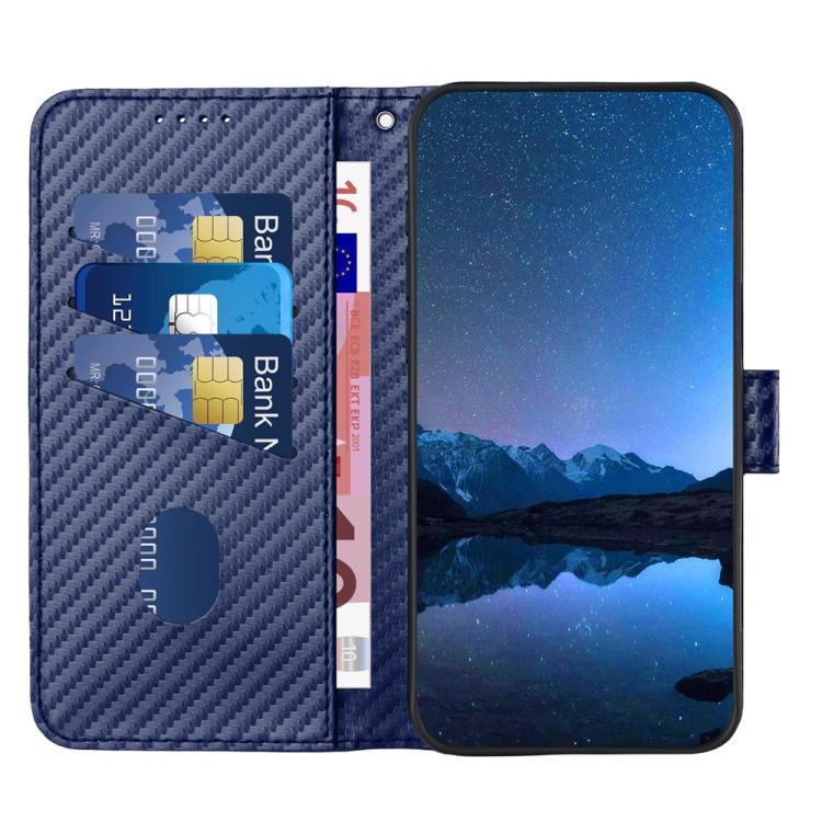 For iPhone 17 Pro Max YX0070 Carbon Fiber Buckle Leather Phone Case with Lanyard(Royal Blue) - free shipping - PMc TechLife - Order now!