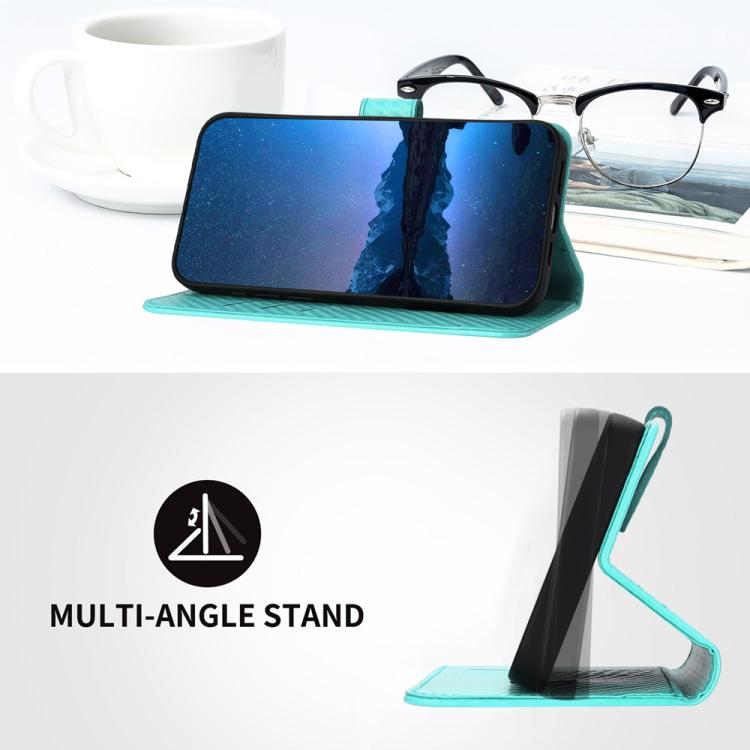 For iPhone 17 Pro YX0070 Carbon Fiber Buckle Leather Phone Case with Lanyard(Light Blue) - free shipping - PMc TechLife - Order now!