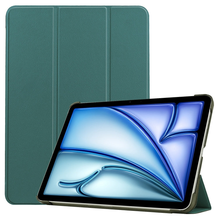 For iPad Air 13 2024 / 2025 Custer Pure Color 3-Fold Holder Smart Leather Tablet Case(Dark Green) - iPad Air 13 2025 / 2024 Cases by PMC TechLife | Online Shopping South Africa | PMC TechLife | Buy Now Pay Later Mobicred