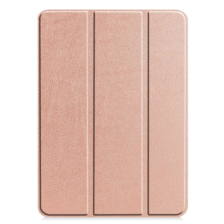 For iPad Pro 13 2024 Custer Pure Color 3-Fold Holder Smart Leather Tablet Case(Rose Gold) - free shipping - PMC TechLife - Order now!