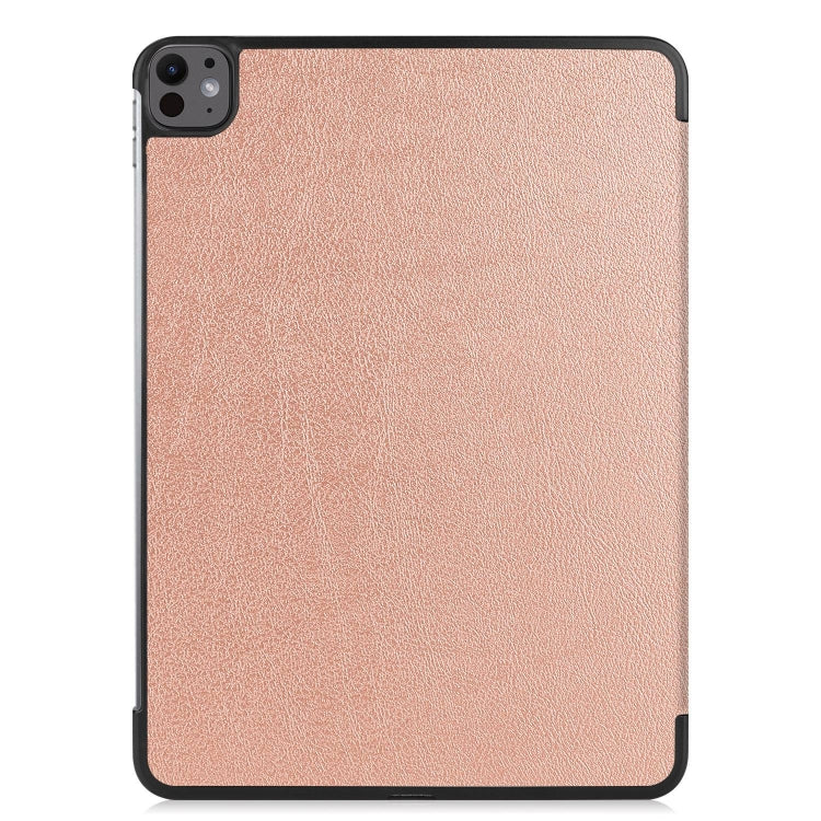 For iPad Pro 13 2024 Custer Pure Color 3-Fold Holder Smart Leather Tablet Case(Rose Gold) - free shipping - PMC TechLife - Order now!