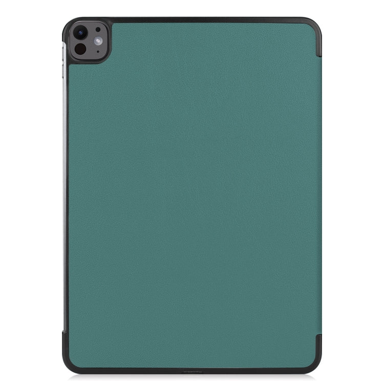 For iPad Pro 13 2024 Custer Pure Color 3-Fold Holder Smart Leather Tablet Case(Dark Green) - iPad Pro 13 2024 Cases by PMC TechLife | Online Shopping South Africa | PMC TechLife | Buy Now Pay Later Mobicred