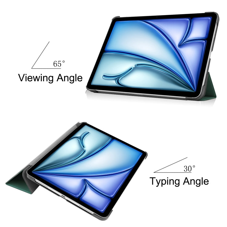 For iPad Air 11 2025 / 2024 Custer Pure Color 3-Fold Holder Smart Leather Tablet Case(Dark Green) - iPad Air 11 2025 / 2024 Cases by PMC TechLife | Online Shopping South Africa | PMC TechLife | Buy Now Pay Later Mobicred