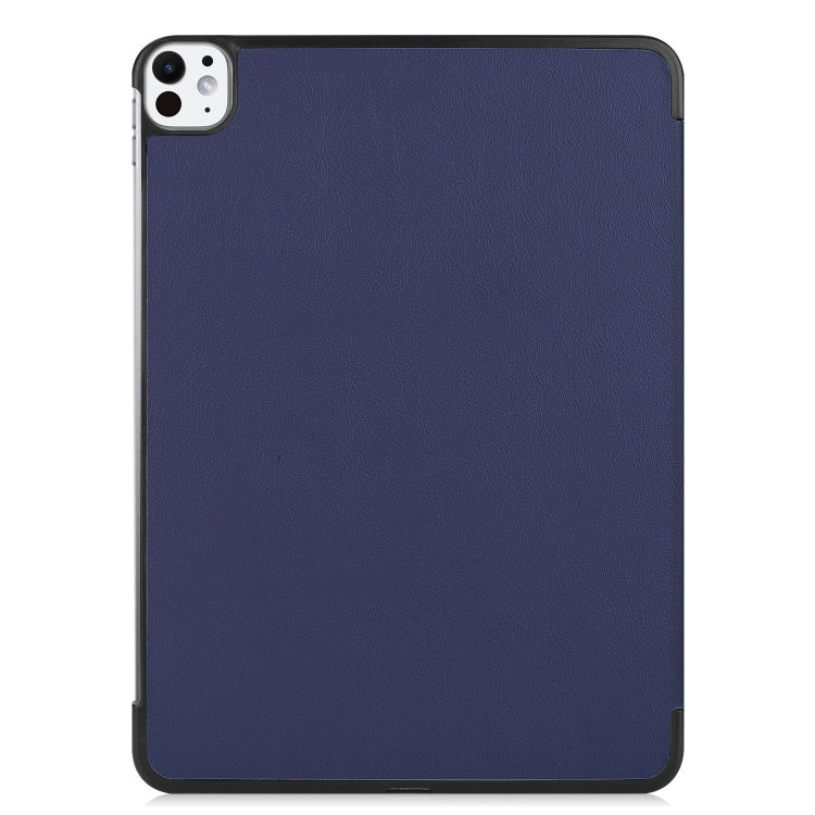 For iPad Pro 11 2024 Custer Pure Color 3-Fold Holder Smart Leather Tablet Case(Blue) - iPad Pro 11 2024 Cases by PMC TechLife | Online Shopping South Africa | PMC TechLife | Buy Now Pay Later Mobicred