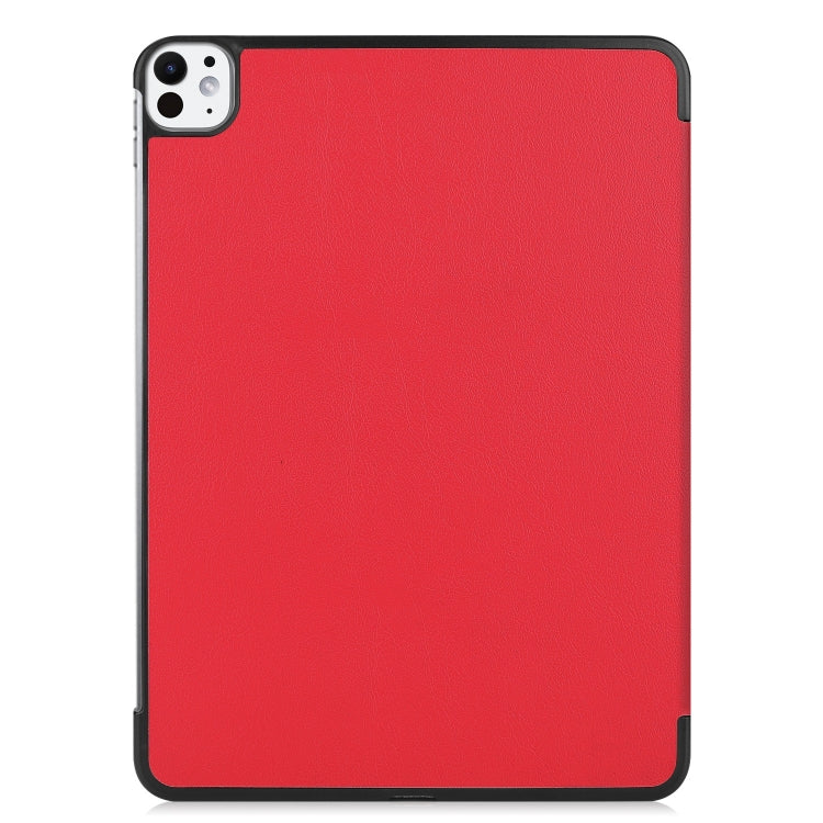 For iPad Pro 11 2024 Custer Pure Color 3-Fold Holder Smart Leather Tablet Case(Red) - iPad Pro 11 2024 Cases by PMC TechLife | Online Shopping South Africa | PMC TechLife | Buy Now Pay Later Mobicred