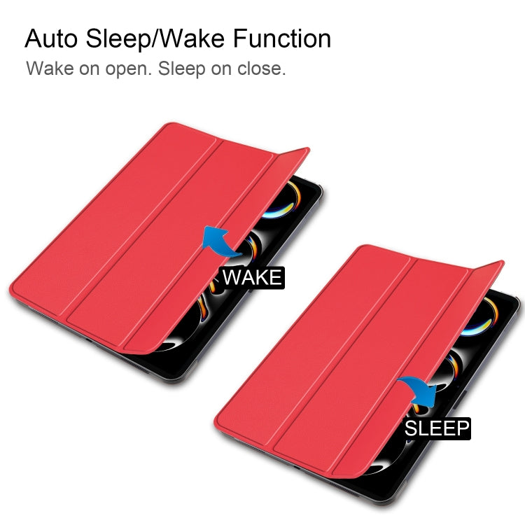 For iPad Pro 11 2024 Custer Pure Color 3-Fold Holder Smart Leather Tablet Case(Red) - iPad Pro 11 2024 Cases by PMC TechLife | Online Shopping South Africa | PMC TechLife | Buy Now Pay Later Mobicred