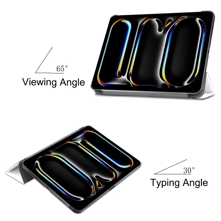 For iPad Pro 13 2024 Custer Painted 3-Fold Holder Smart Leather Tablet Case(Lazy Cat) - iPad Pro 13 2024 Cases by PMC TechLife | Online Shopping South Africa | PMC TechLife | Buy Now Pay Later Mobicred