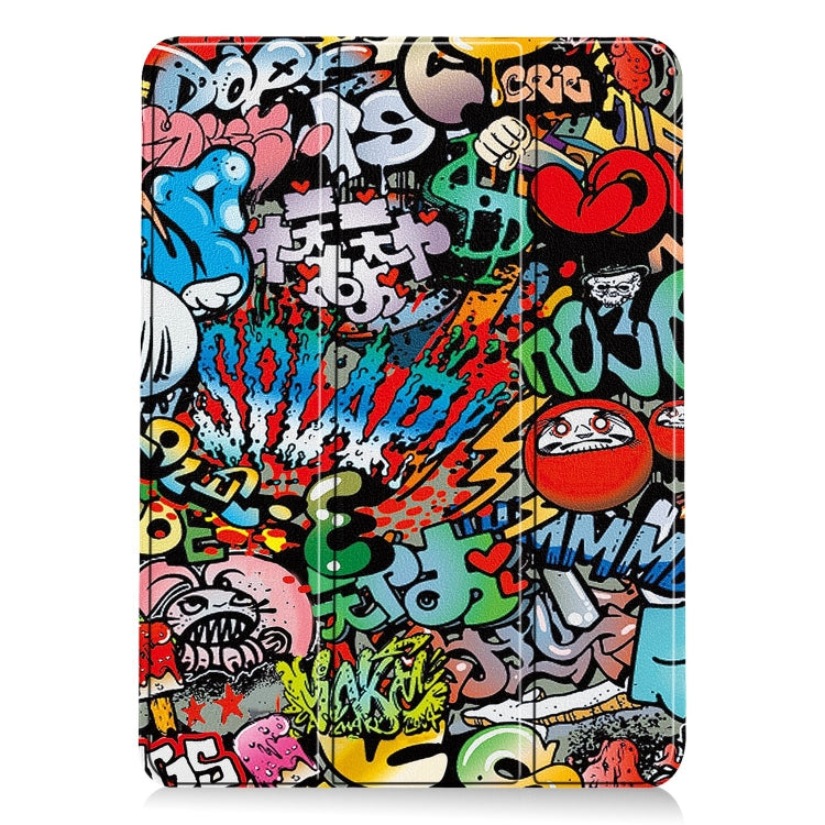 For iPad Air 13 2024 Custer Painted 3-Fold Holder Smart Leather Tablet Case(Graffiti) - iPad Air 13 2024 Cases by PMC TechLife | Online Shopping South Africa | PMC TechLife | Buy Now Pay Later Mobicred