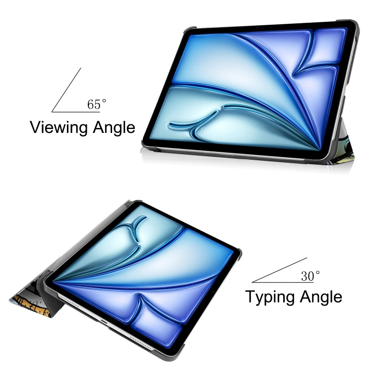 For iPad Air 13 2024 Custer Painted 3-Fold Holder Smart Leather Tablet Case(Graffiti) - iPad Air 13 2024 Cases by PMC TechLife | Online Shopping South Africa | PMC TechLife | Buy Now Pay Later Mobicred