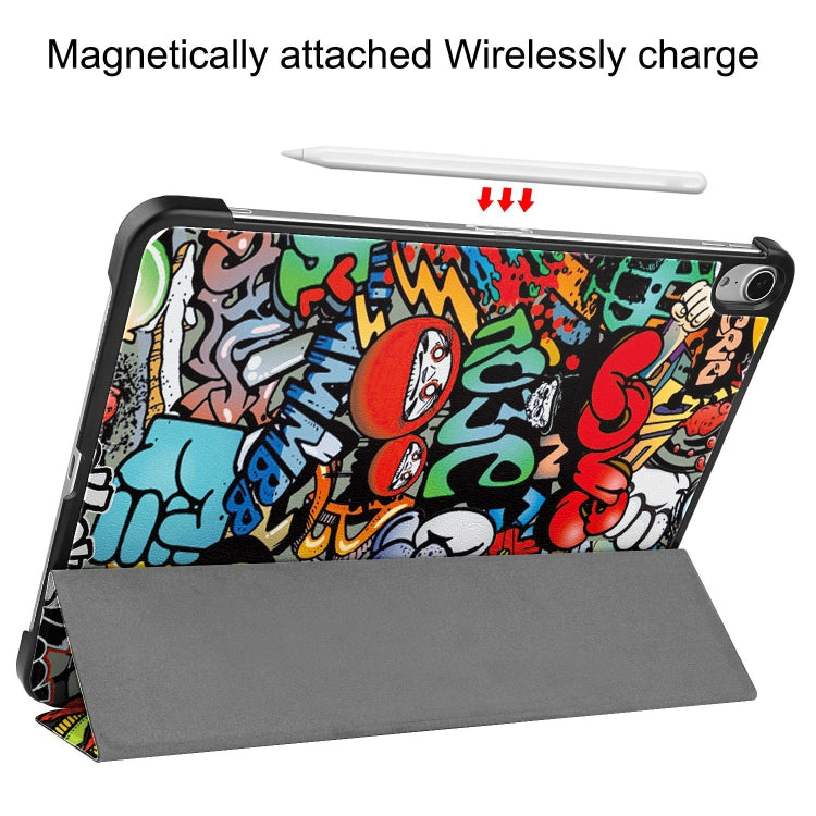 For iPad Air 13 2024 Custer Painted 3-Fold Holder Smart Leather Tablet Case(Graffiti) - iPad Air 13 2024 Cases by PMC TechLife | Online Shopping South Africa | PMC TechLife | Buy Now Pay Later Mobicred