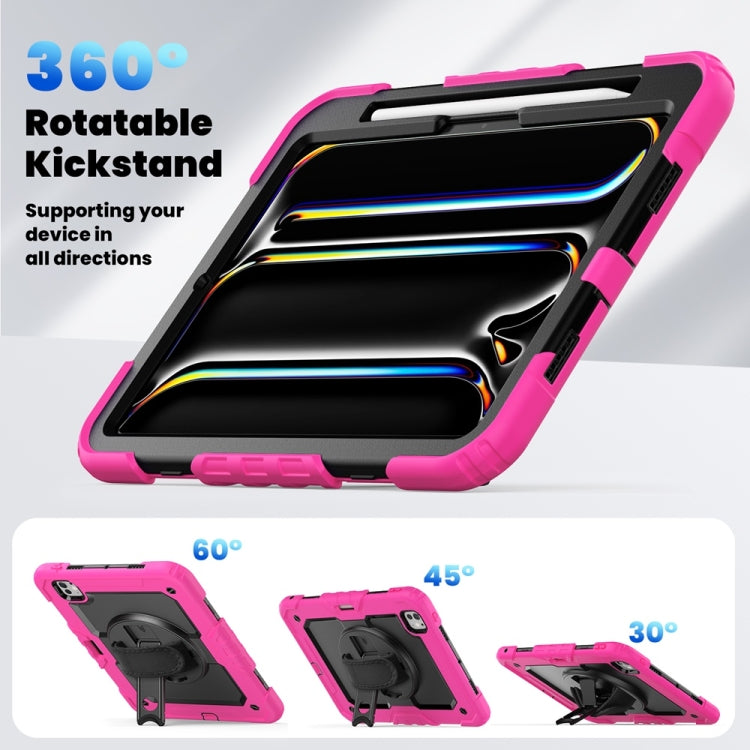 For iPad Pro 11 2024 Silicone Hybrid PC Tablet Protective Case(Black+Rose Red) - iPad Pro 11 2024 Cases by PMC TechLife | Online Shopping South Africa | PMC TechLife | Buy Now Pay Later Mobicred