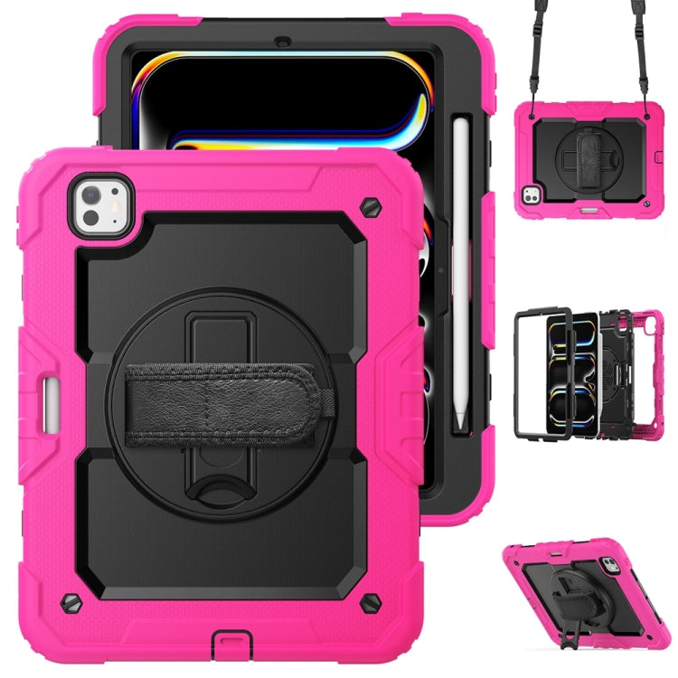 For iPad Pro 11 2024 Silicone Hybrid PC Tablet Protective Case(Black+Rose Red) - iPad Pro 11 2024 Cases by PMC TechLife | Online Shopping South Africa | PMC TechLife | Buy Now Pay Later Mobicred