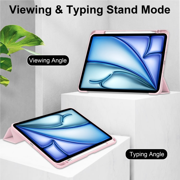 For iPad Air 13 2025 / 2024 Pure Color 3-fold Clear TPU Smart Leather Tablet Case(Pink) - iPad Air 13 2025 / 2024 Cases by PMC TechLife | Online Shopping South Africa | PMC TechLife | Buy Now Pay Later Mobicred