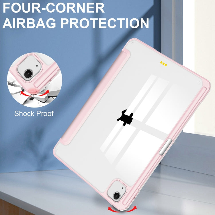 For iPad Air 13 2025 / 2024 Pure Color 3-fold Clear TPU Smart Leather Tablet Case(Pink) - iPad Air 13 2025 / 2024 Cases by PMC TechLife | Online Shopping South Africa | PMC TechLife | Buy Now Pay Later Mobicred