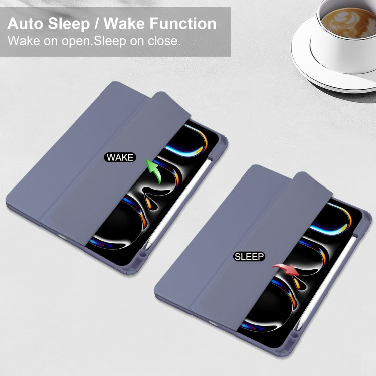 For iPad Pro 11 2024 Pure Color 3-fold Clear TPU Smart Leather Tablet Case(Lavender) - iPad Pro 11 2024 Cases by PMC TechLife | Online Shopping South Africa | PMC TechLife | Buy Now Pay Later Mobicred