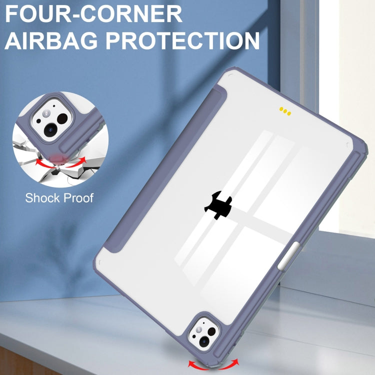For iPad Pro 11 2024 Pure Color 3-fold Clear TPU Smart Leather Tablet Case(Lavender) - iPad Pro 11 2024 Cases by PMC TechLife | Online Shopping South Africa | PMC TechLife | Buy Now Pay Later Mobicred
