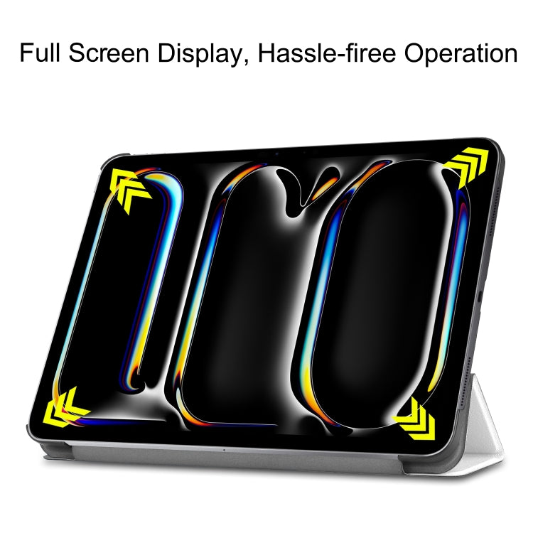 For iPad Pro 11 2024 Custer Painted 3-Fold Holder Smart Leather Tablet Case(Lazy Cat) - iPad Pro 11 2024 Cases by PMC TechLife | Online Shopping South Africa | PMC TechLife | Buy Now Pay Later Mobicred