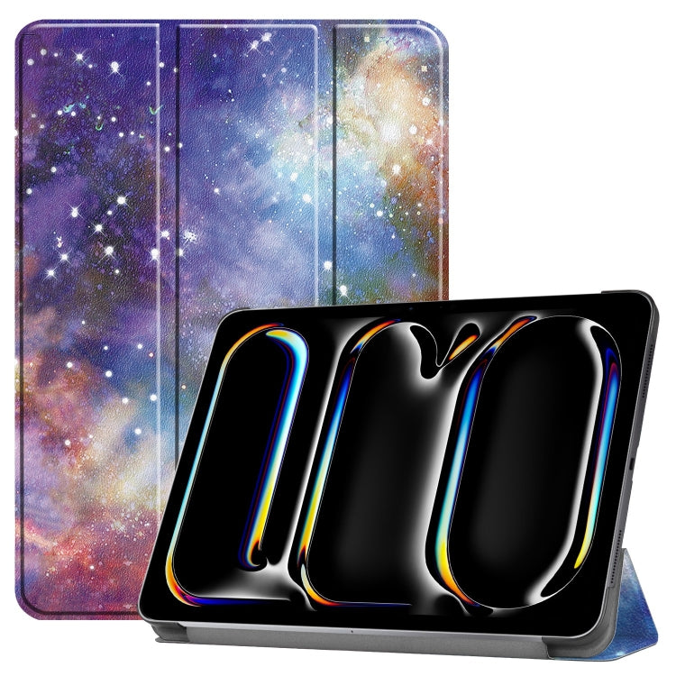 For iPad Pro 11 2024 Custer Painted 3-Fold Holder Smart Leather Tablet Case(Milky Way Nebula) - iPad Pro 11 2024 Cases by PMC TechLife | Online Shopping South Africa | PMC TechLife | Buy Now Pay Later Mobicred