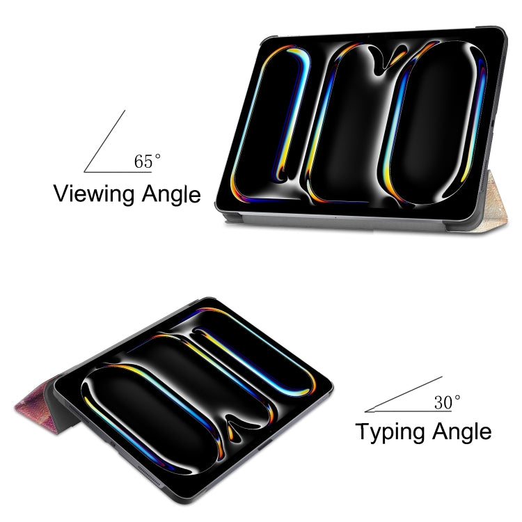 For iPad Pro 11 2024 Custer Painted 3-Fold Holder Smart Leather Tablet Case(Milky Way Nebula) - iPad Pro 11 2024 Cases by PMC TechLife | Online Shopping South Africa | PMC TechLife | Buy Now Pay Later Mobicred