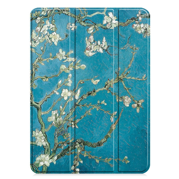 For iPad Pro 11 2024 Custer Painted 3-Fold Holder Smart Leather Tablet Case(Apricot Blossom) - iPad Pro 11 2024 Cases by PMC TechLife | Online Shopping South Africa | PMC TechLife | Buy Now Pay Later Mobicred