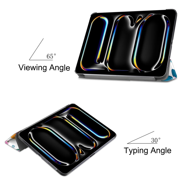 For iPad Pro 11 2024 Custer Painted 3-Fold Holder Smart Leather Tablet Case(Color Butterfly) - free shipping - PMC TechLife - Order now!