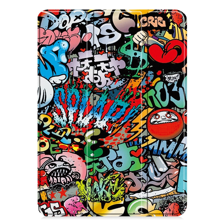 For iPad Pro 11 2024 Custer Painted 3-Fold Holder Smart Leather Tablet Case(Graffiti) - iPad Pro 11 2024 Cases by PMC TechLife | Online Shopping South Africa | PMC TechLife | Buy Now Pay Later Mobicred