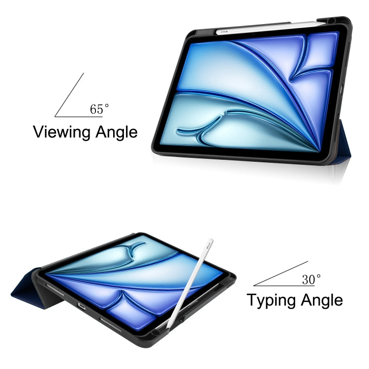 For iPad Air 11 2024 Custer TPU Pure Color 3-Fold Holder Smart Leather Tablet Case(Dark Blue) - iPad Air 11 2024 Cases by PMC TechLife | Online Shopping South Africa | PMC TechLife | Buy Now Pay Later Mobicred