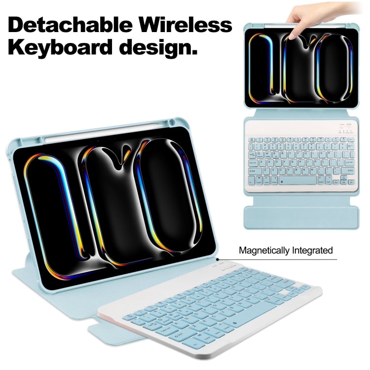 For iPad Pro 13 2024 Transparent Rotation Smart Leather Tablet Case with Keyboard(Sky Blue) - iPad Pro 13 2024 Cases by PMC TechLife | Online Shopping South Africa | PMC TechLife | Buy Now Pay Later Mobicred
