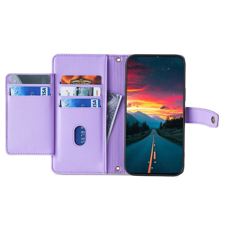 For Google Pixel 9 Pro XL Sheep Texture Cross-body Zipper Wallet Leather Phone Case(Purple) - Google Cases by PMC TechLife | Online Shopping South Africa | PMC TechLife | Buy Now Pay Later Mobicred