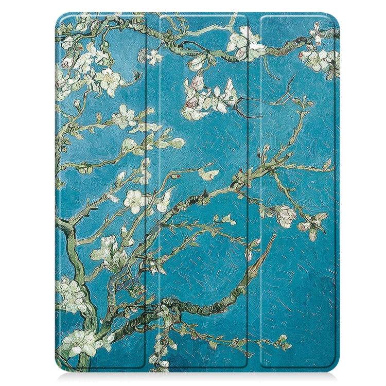 For iPad Pro 13 2024 Custer Painted 3-Fold Holder Smart Leather Tablet Case with Pen Tray(Apricot Flower) - iPad Pro 13 2024 Cases by PMC TechLife | Online Shopping South Africa | PMC TechLife | Buy Now Pay Later Mobicred