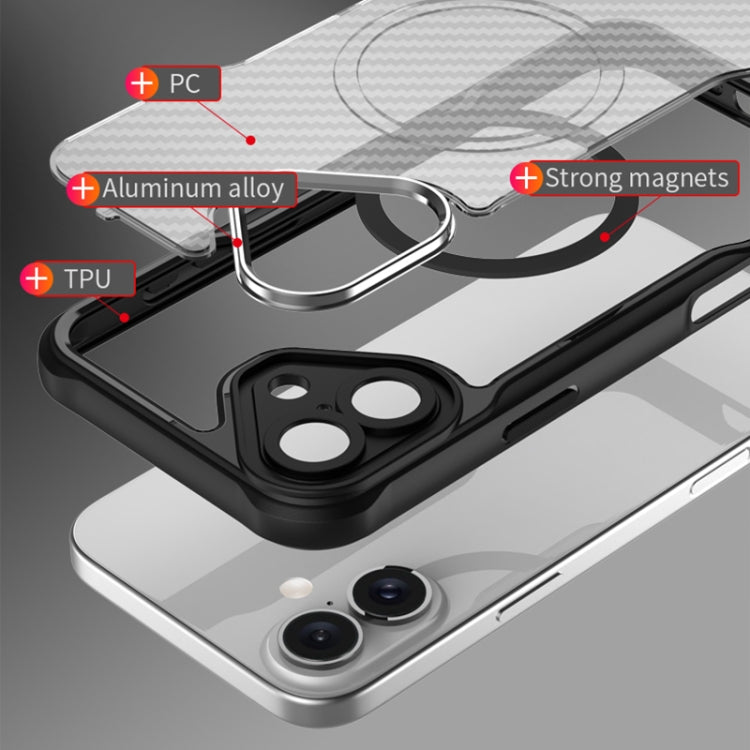 For iPhone 16 Carbon Fiber Texture MagSafe Translucent Phone Case(Black) - iPhone 16 Cases by PMC TechLife | Online Shopping South Africa | PMC TechLife | Buy Now Pay Later Mobicred