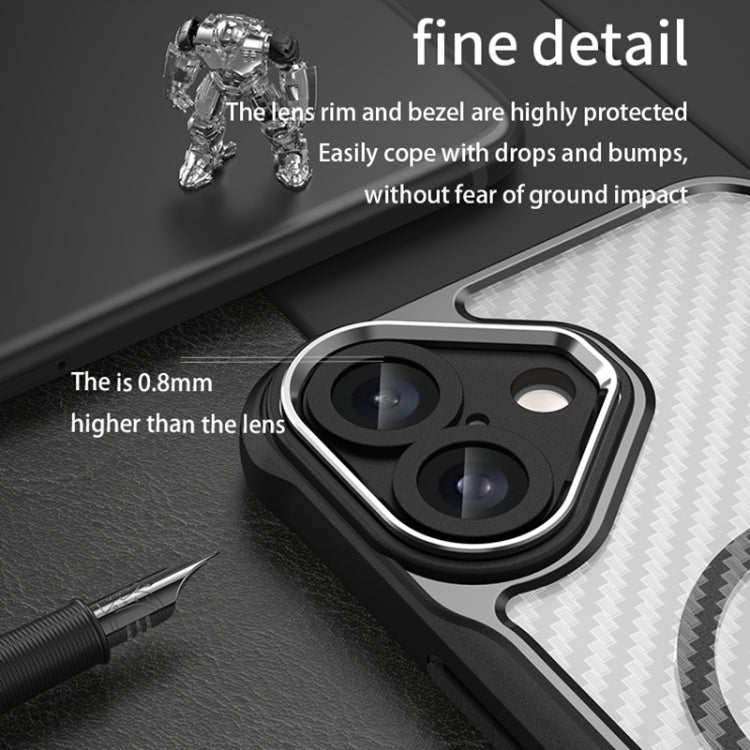 For iPhone 16 Carbon Fiber Texture MagSafe Translucent Phone Case(Black) - iPhone 16 Cases by PMC TechLife | Online Shopping South Africa | PMC TechLife | Buy Now Pay Later Mobicred