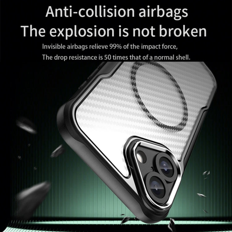 For iPhone 16 Plus Carbon Fiber Texture MagSafe Translucent Phone Case(Black) - iPhone 16 Plus Cases by PMC TechLife | Online Shopping South Africa | PMC TechLife | Buy Now Pay Later Mobicred