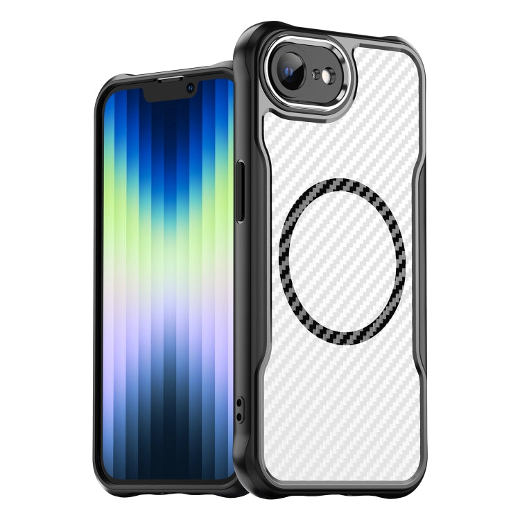 For iPhone 16e Carbon Fiber Texture MagSafe Translucent Phone Case(Black) - iPhone 16e Cases by PMC TechLife | Online Shopping South Africa | PMC TechLife | Buy Now Pay Later Mobicred